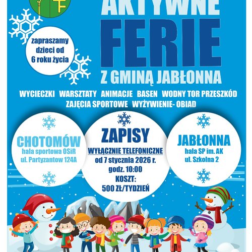 Obraz Aktualności o tytule Aktywne Ferie z Gminą Jabłonna- zapisy od 7 stycznia