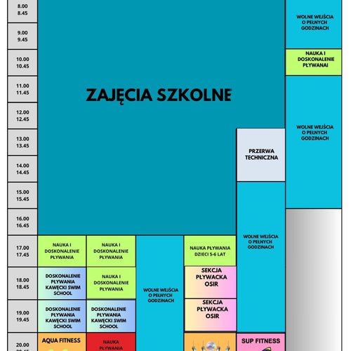 Obraz główny zajęć o tytule GRAFIK ZAJĘĆ NA PŁYWALNI OSiR 