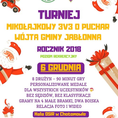 Obraz główny wydarzenia o tytule Mikołajkowy Turniej Piłkarski o Puchar Wójta Gminy Jabłonna 