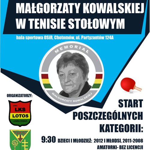 Obraz główny wydarzenia o tytule VI Memoriał Małgorzaty Kowalskiej w Tenisie Stołowym 