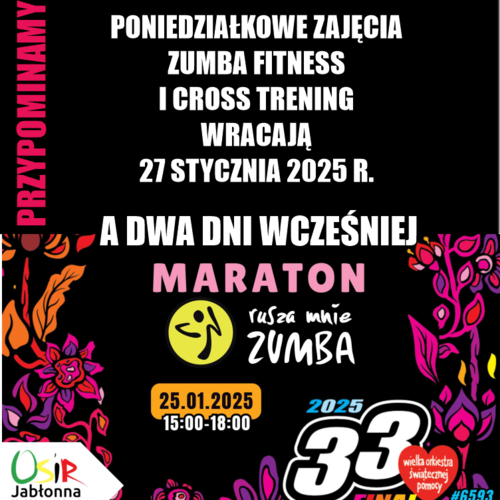 Obraz główny aktualności o tytule 27 stycznia wracają ZUMBA FITNESS i CROSS TRENING 